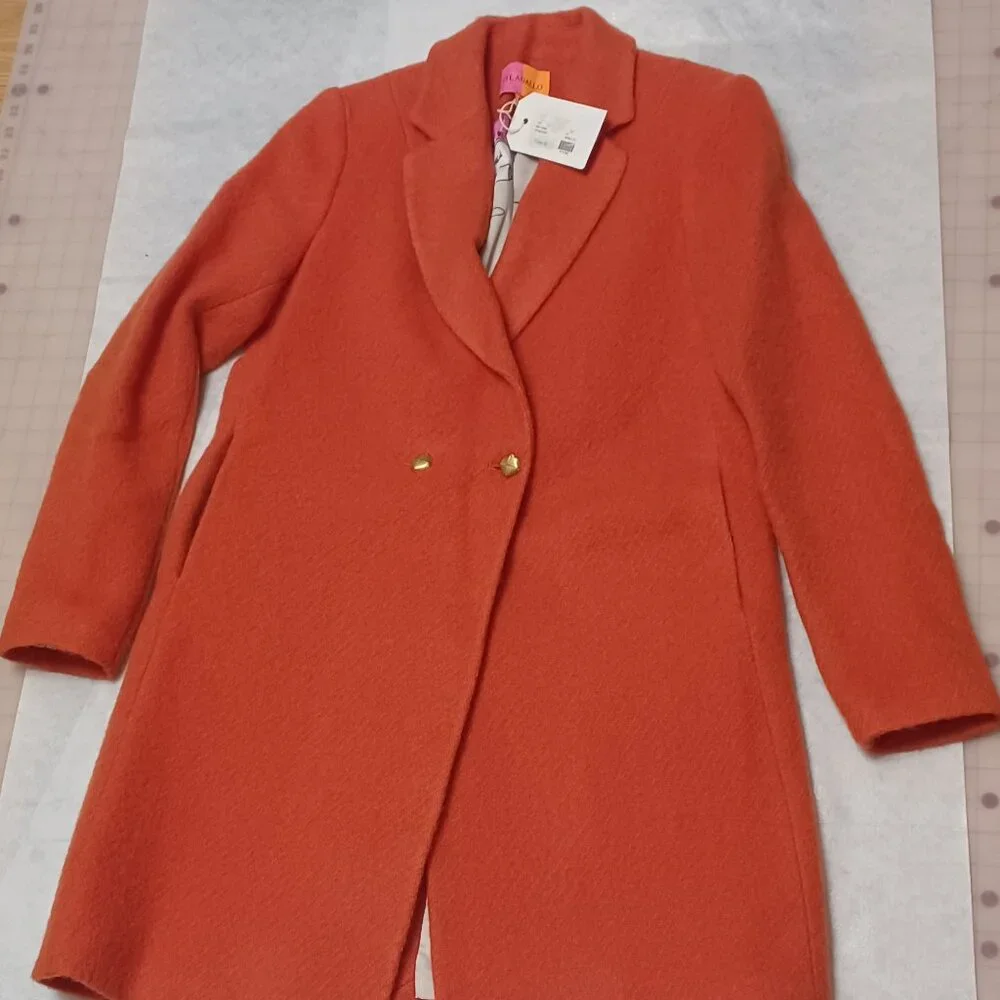 Vilagallo Abel Jacket - Orange Wool - Fall Coat Women's Size 6 (EU 40) - Picture 1 of 5